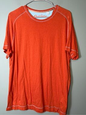 Robert Graham Men’s Orange Crew Neck Short Sleeve Shirt Large